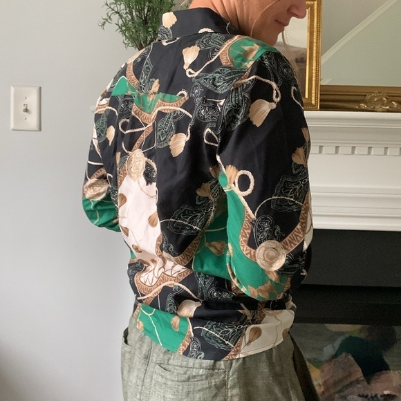 Chicos No-Iron Chic Status Shirt Effortless Size 0 US Small Print Long Sleeve - Picture 5 of 5